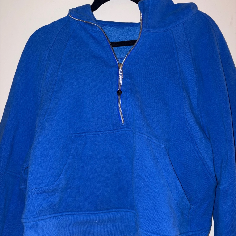 Lululemon Blue Scuba Cropped Half-Zip Hoodie
